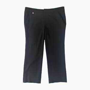 Lauren Ralph Lauren Black Cropped Tailored-Cut Trousers Wide Leg Preppy Sz 12/14